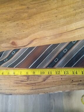 Vintage Tergal Brown Striped Men's Clip On Tie - Timeless Office Style